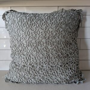 Evandale Chic Boho Elegant Sage Overlay Lace Throw Accent Pillow Size 18"X18"X5